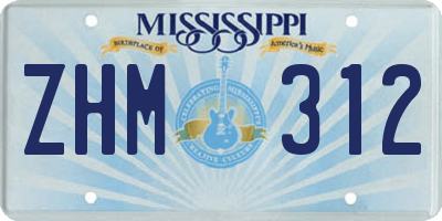 MS license plate ZHM312