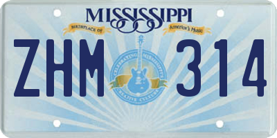MS license plate ZHM314
