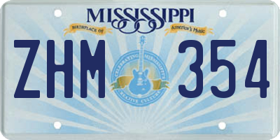 MS license plate ZHM354