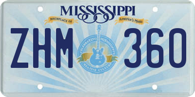 MS license plate ZHM360