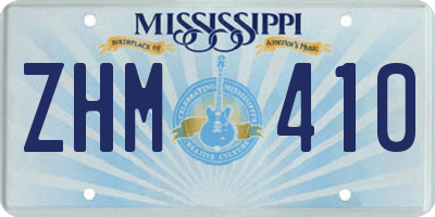 MS license plate ZHM410