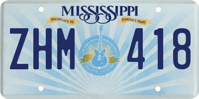 MS license plate ZHM418