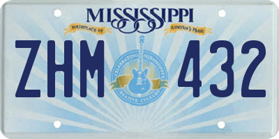 MS license plate ZHM432