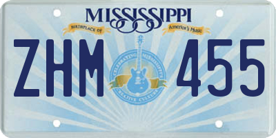 MS license plate ZHM455