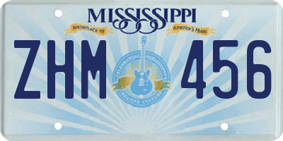 MS license plate ZHM456