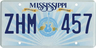 MS license plate ZHM457