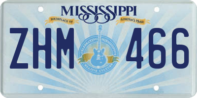 MS license plate ZHM466