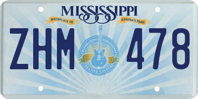 MS license plate ZHM478