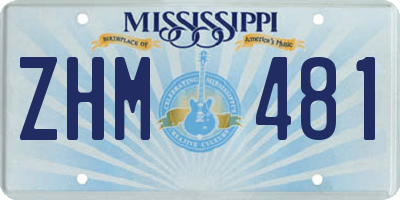 MS license plate ZHM481