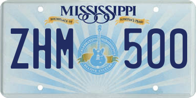 MS license plate ZHM500