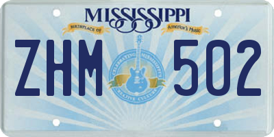 MS license plate ZHM502