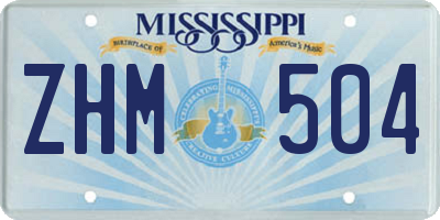 MS license plate ZHM504