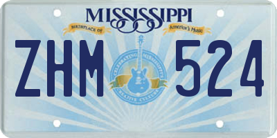 MS license plate ZHM524