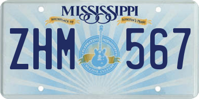 MS license plate ZHM567