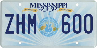 MS license plate ZHM600