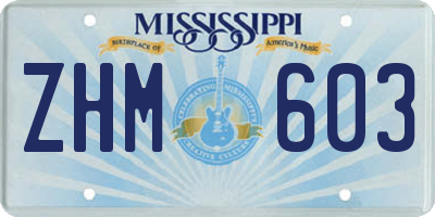MS license plate ZHM603