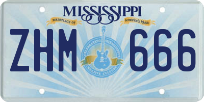 MS license plate ZHM666