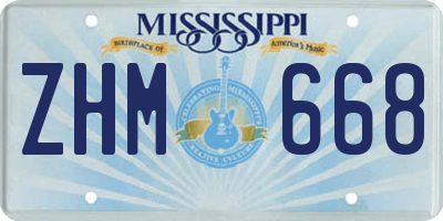MS license plate ZHM668