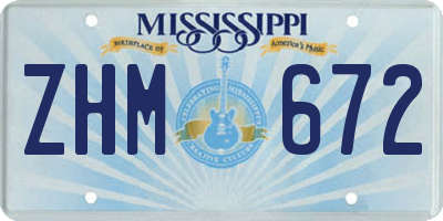 MS license plate ZHM672