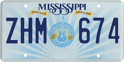MS license plate ZHM674