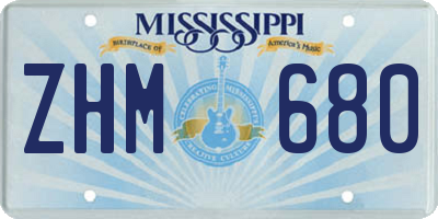 MS license plate ZHM680