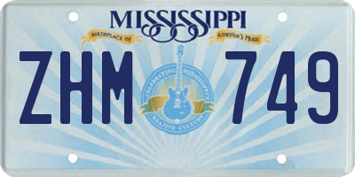 MS license plate ZHM749