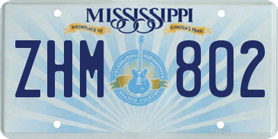 MS license plate ZHM802