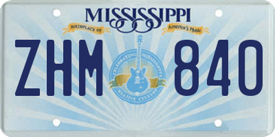 MS license plate ZHM840