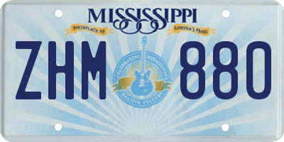 MS license plate ZHM880