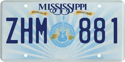 MS license plate ZHM881