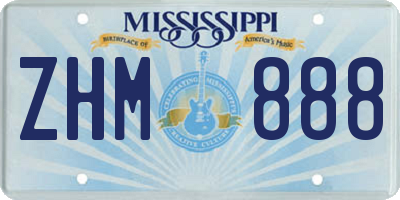 MS license plate ZHM888
