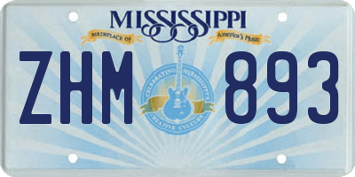 MS license plate ZHM893