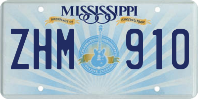 MS license plate ZHM910