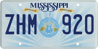 MS license plate ZHM920