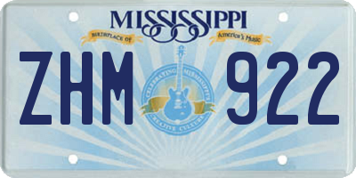 MS license plate ZHM922