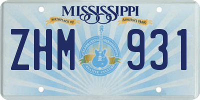 MS license plate ZHM931