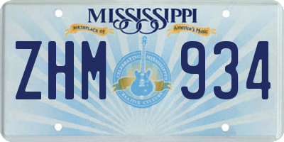 MS license plate ZHM934