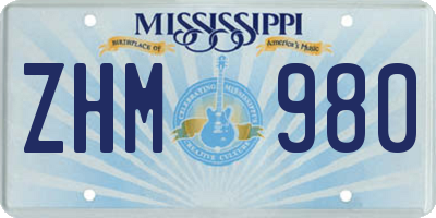 MS license plate ZHM980