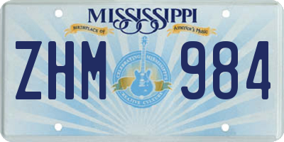 MS license plate ZHM984