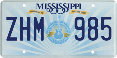 MS license plate ZHM985