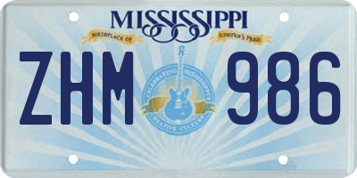 MS license plate ZHM986
