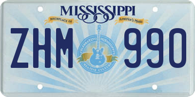 MS license plate ZHM990