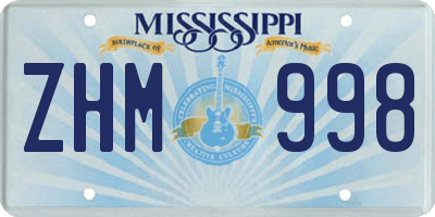 MS license plate ZHM998