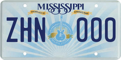 MS license plate ZHN000