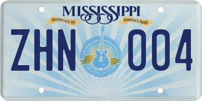 MS license plate ZHN004