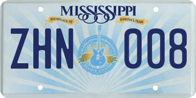 MS license plate ZHN008
