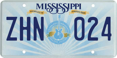 MS license plate ZHN024