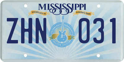 MS license plate ZHN031