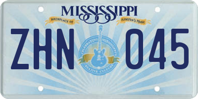 MS license plate ZHN045