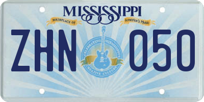 MS license plate ZHN050